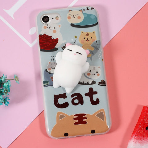 3D Cute Soft Silicone Squishy Cat Phone Case