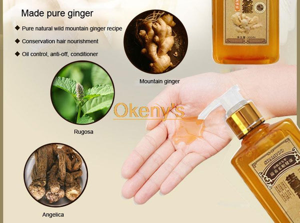 Genuine Professional Hair ginger Shampoo 300ml, Hair regrowth Dense Fast, Thicker, Shampoo Anti Hair Loss Product