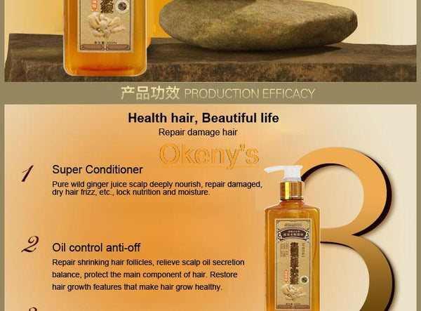 Genuine Professional Hair ginger Shampoo 300ml, Hair regrowth Dense Fast, Thicker, Shampoo Anti Hair Loss Product