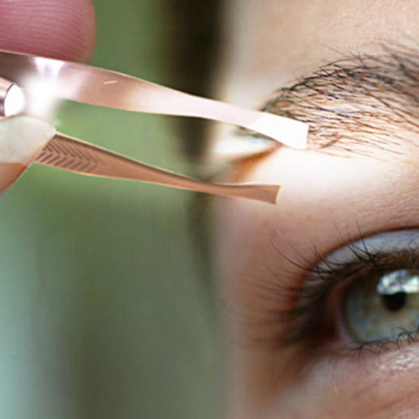 Brainbow 1pc LED Tweezer+3 Batteries Eyelash Eyebrow Eyes Hair Remover Tools Stainless Steel Eyebrow Tweezers Pinzette Beauty
