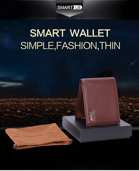 Modoker Smart Wallet Genuine Leather with alarm GPS Map, Bluetooth Alarm Men Purse, Black