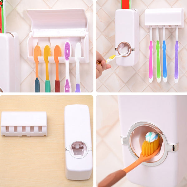 High Quality Bathroom Sets New Automatic Toothpaste Dispenser Toothbrush Holder Set