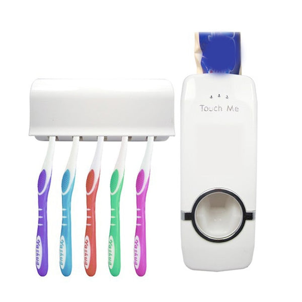 High Quality Bathroom Sets New Automatic Toothpaste Dispenser Toothbrush Holder Set