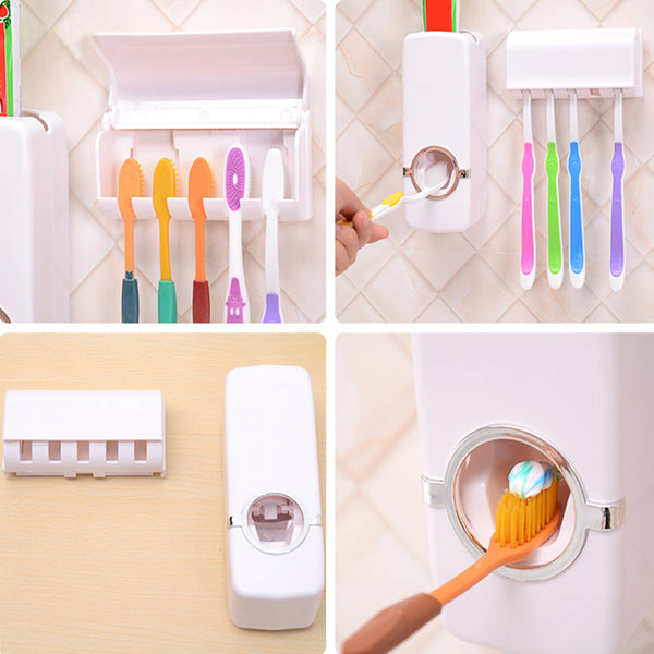 High Quality Bathroom Sets New Automatic Toothpaste Dispenser Toothbrush Holder Set