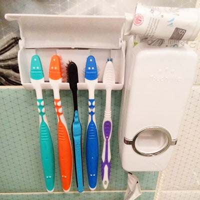 High Quality Bathroom Sets New Automatic Toothpaste Dispenser Toothbrush Holder Set