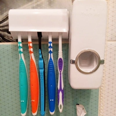 High Quality Bathroom Sets New Automatic Toothpaste Dispenser Toothbrush Holder Set