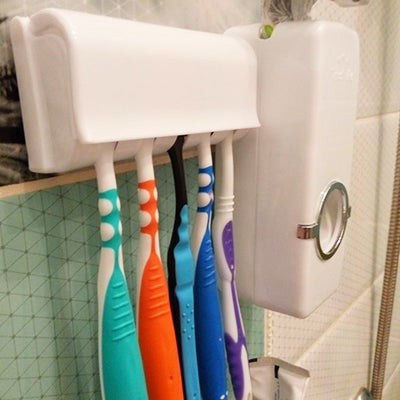 High Quality Bathroom Sets New Automatic Toothpaste Dispenser Toothbrush Holder Set