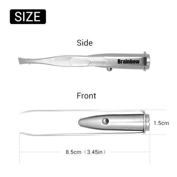 Brainbow 1pc LED Tweezer+3 Batteries Eyelash Eyebrow Eyes Hair Remover Tools Stainless Steel Eyebrow Tweezers Pinzette Beauty