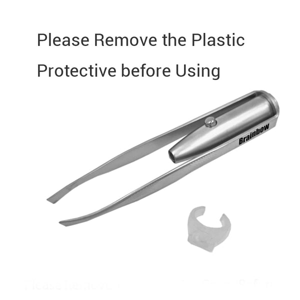 Brainbow 1pc LED Tweezer+3 Batteries Eyelash Eyebrow Eyes Hair Remover Tools Stainless Steel Eyebrow Tweezers Pinzette Beauty