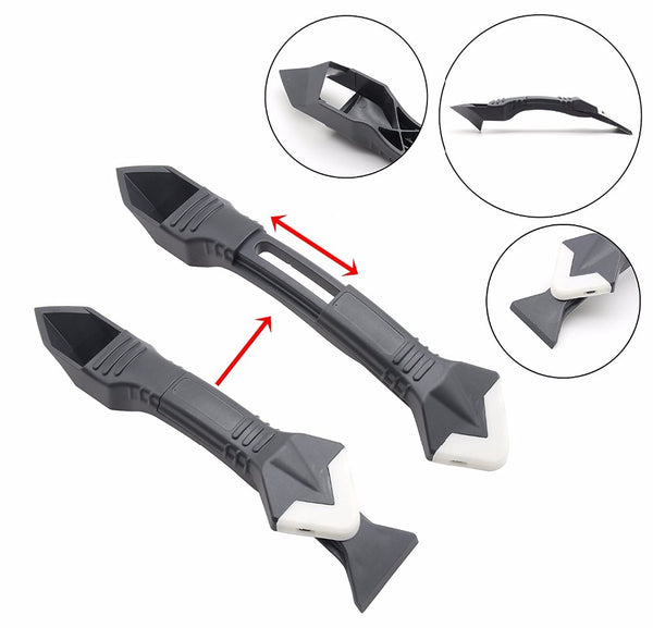 Caulking Tool Kit & Silicone Scraper Tool Kit , 3 in 1 Silicone Sealant Replace & Removal Tool Kit With 5 Size of Exchangeable