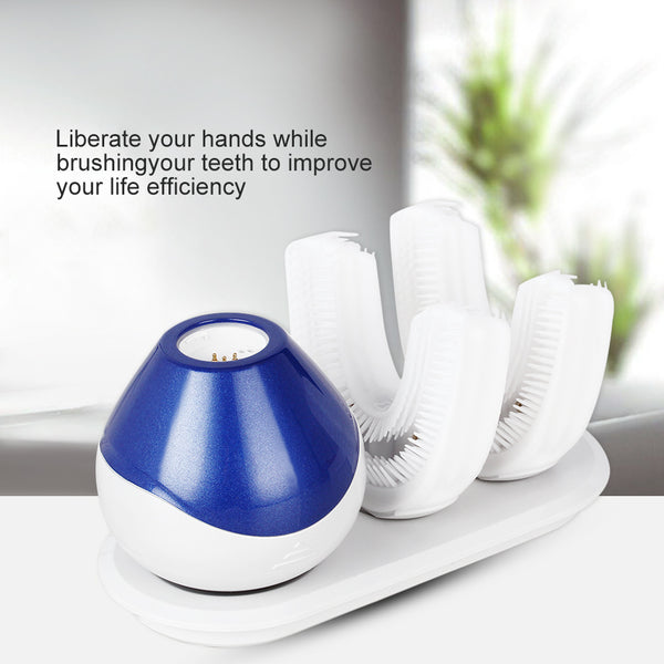 New 360 Degrees Automatic Sonic Electric Toothbrush USB Rechargeable Ultrasonic U Shape Toothbrush Double Heads 15 Seconds