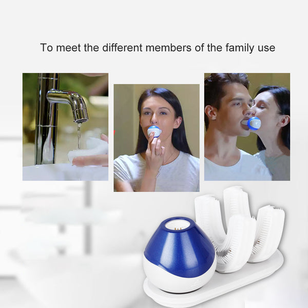 New 360 Degrees Automatic Sonic Electric Toothbrush USB Rechargeable Ultrasonic U Shape Toothbrush Double Heads 15 Seconds