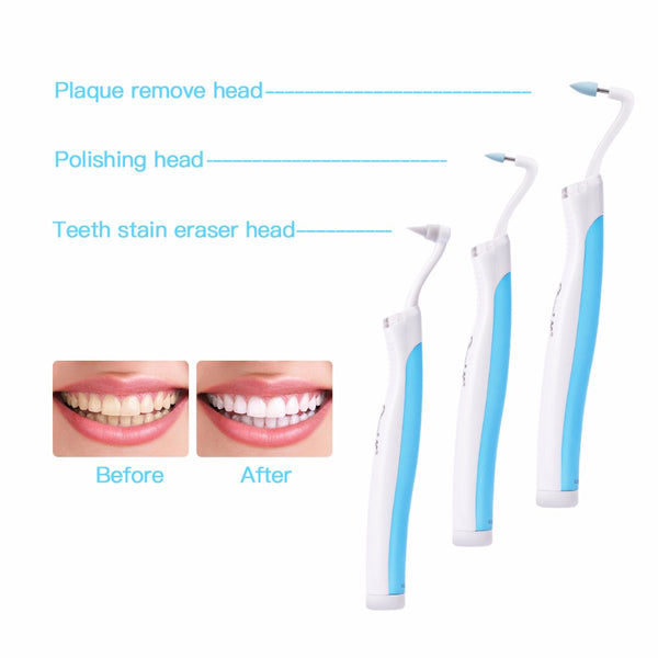 1 set 3 heads Teeth Whitening Sonic Vibration LED Light Dental  tool Kit remove tartar gums massage S47