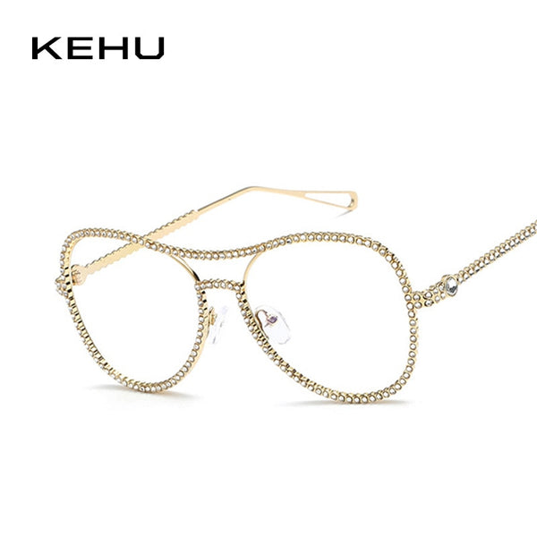KEHU Lady Fashion Glasses Full Body Diamond Frame Legs Unique High Quality Alloy Frame Glasses Clear Lens K9531
