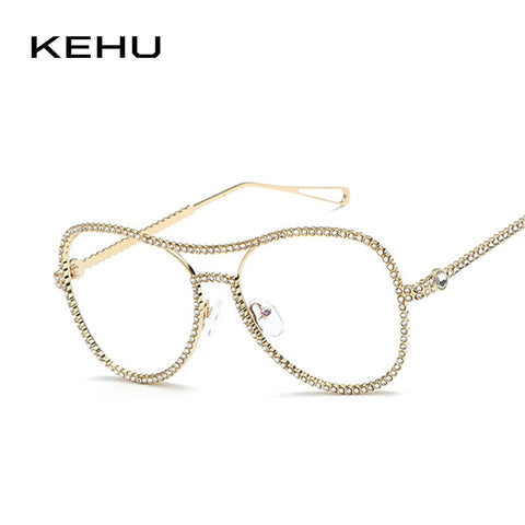KEHU Lady Fashion Glasses Full Body Diamond Frame Legs Unique High Quality Alloy Frame Glasses Clear Lens K9531