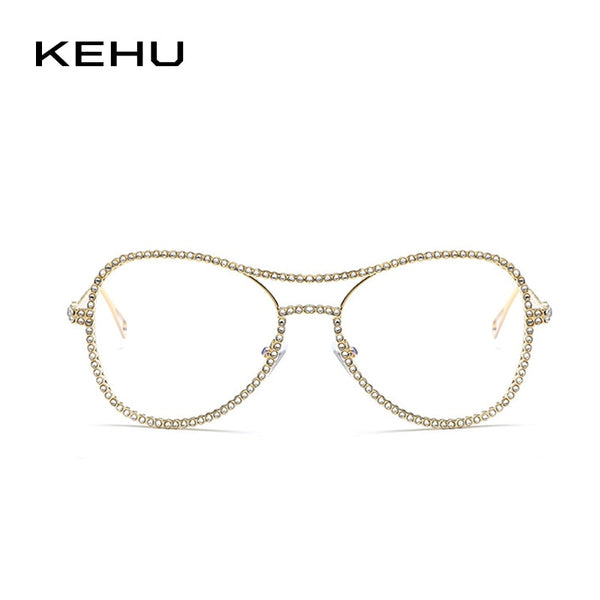 KEHU Lady Fashion Glasses Full Body Diamond Frame Legs Unique High Quality Alloy Frame Glasses Clear Lens K9531