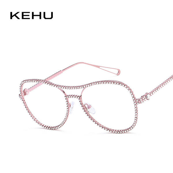 KEHU Lady Fashion Glasses Full Body Diamond Frame Legs Unique High Quality Alloy Frame Glasses Clear Lens K9531