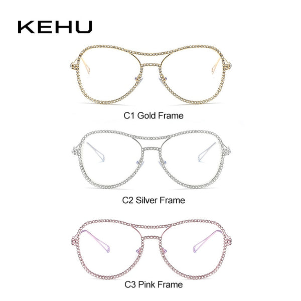 KEHU Lady Fashion Glasses Full Body Diamond Frame Legs Unique High Quality Alloy Frame Glasses Clear Lens K9531
