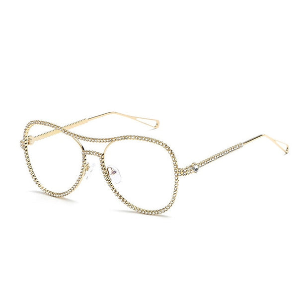 KEHU Lady Fashion Glasses Full Body Diamond Frame Legs Unique High Quality Alloy Frame Glasses Clear Lens K9531