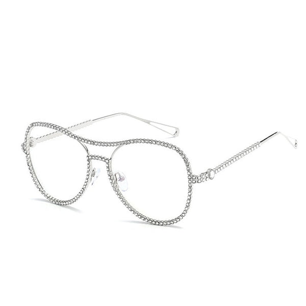 KEHU Lady Fashion Glasses Full Body Diamond Frame Legs Unique High Quality Alloy Frame Glasses Clear Lens K9531