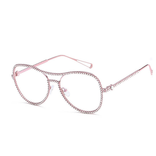 KEHU Lady Fashion Glasses Full Body Diamond Frame Legs Unique High Quality Alloy Frame Glasses Clear Lens K9531