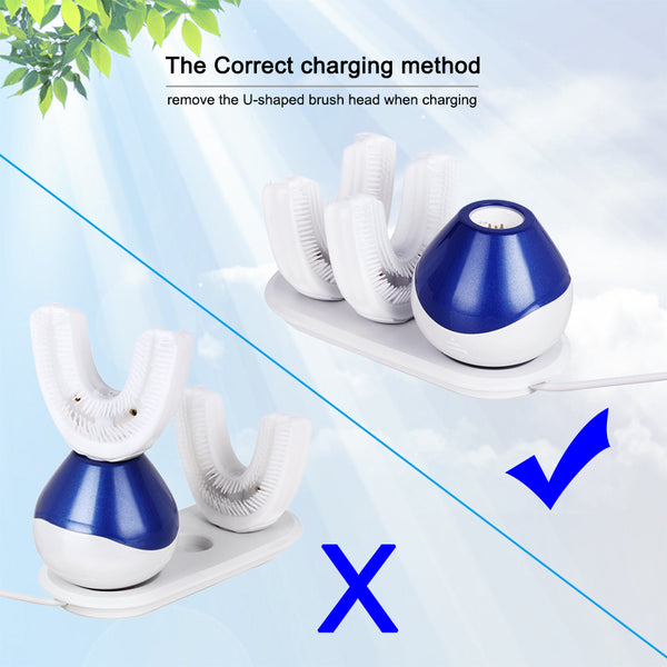 New 360 Degrees Automatic Sonic Electric Toothbrush USB Rechargeable Ultrasonic U Shape Toothbrush Double Heads 15 Seconds