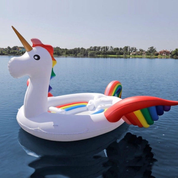 Hot Sale 6 Person Huge Unicorn Pool Float Giant Inflatable Unicorn Swimming Pool Island Lounge For Pool Party