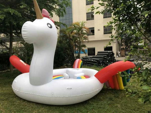 Hot Sale 6 Person Huge Unicorn Pool Float Giant Inflatable Unicorn Swimming Pool Island Lounge For Pool Party