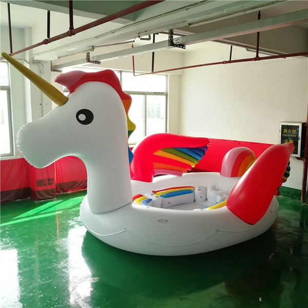Hot Sale 6 Person Huge Unicorn Pool Float Giant Inflatable Unicorn Swimming Pool Island Lounge For Pool Party