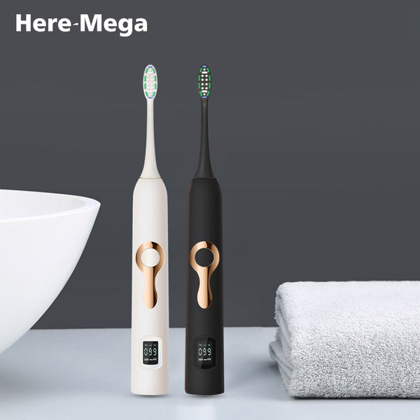 HERE-MEGA Intelligent LCD Sonic Electric Toothbrush Maglev Induction Third Gear Adjustment Intelligent Whitening Toothbrush 608