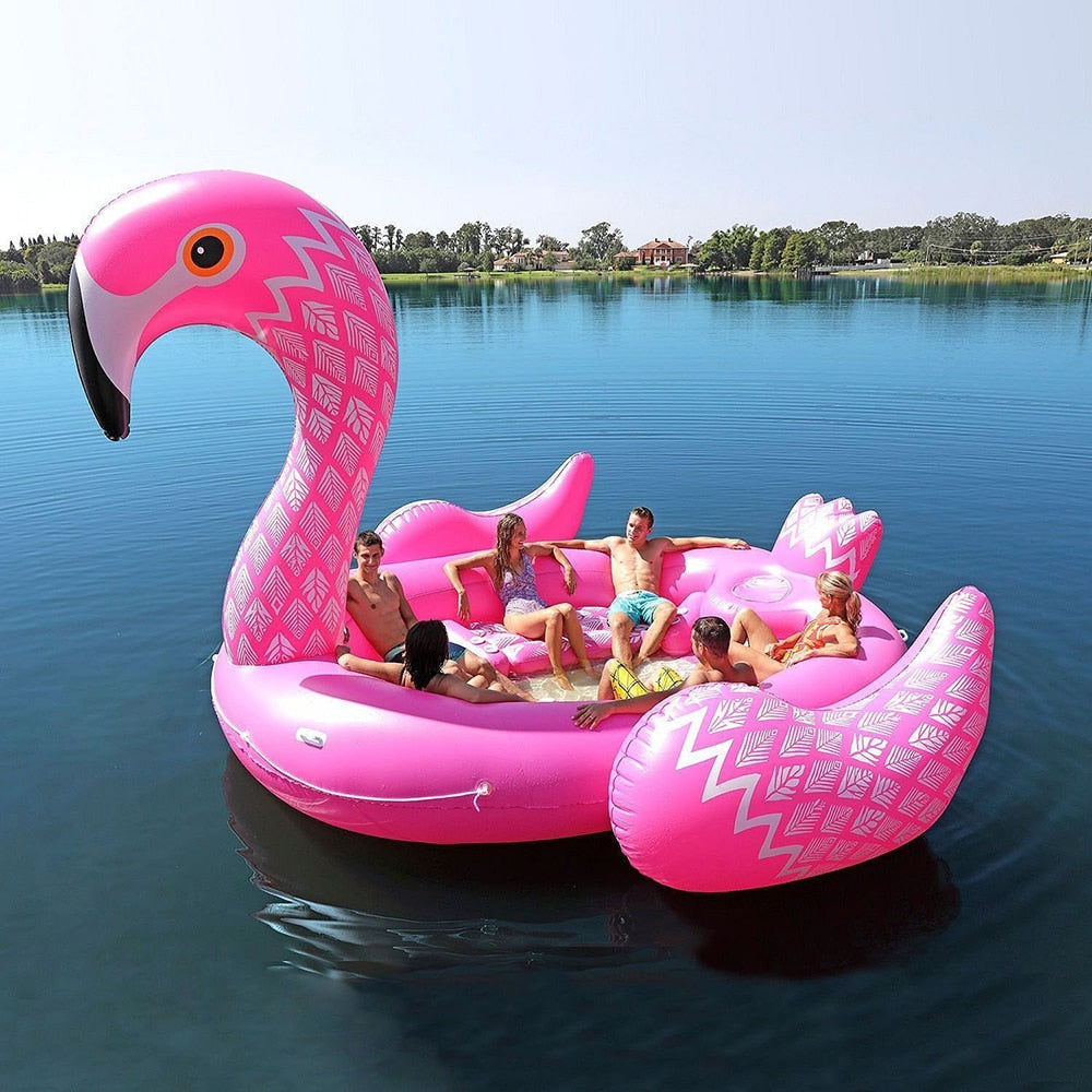 New Arrival 6 Person Huge inflatable Boat Pool Float Giant Inflatable Flamingo Swimming Pool Island Lounge Pool Party Toys