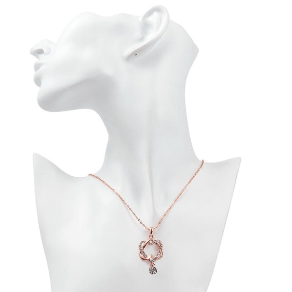 Swarovski Crystal 18K Rose Plated Intertwined Hearts Necklace