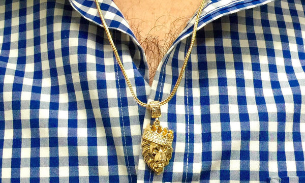 18K Gold-Plated Lion Head Pendant with Chain Necklace