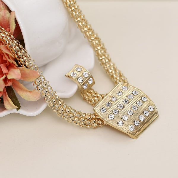 Dubai Gold Jewelry Sets Nigerian Wedding African Beads Crystal Bridal Jewellery Set Rhinestone Ethiopian Jewelry parure