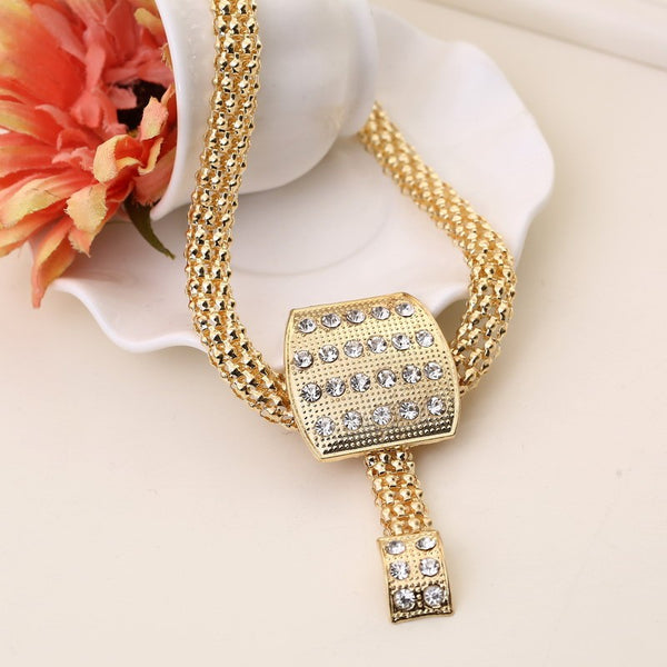 Dubai Gold Jewelry Sets Nigerian Wedding African Beads Crystal Bridal Jewellery Set Rhinestone Ethiopian Jewelry parure
