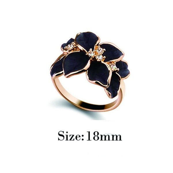 Fashion Rose Flower Enamel Jewelry Set Gold Color Black Painting Bridal Jewelry Sets for women 82606