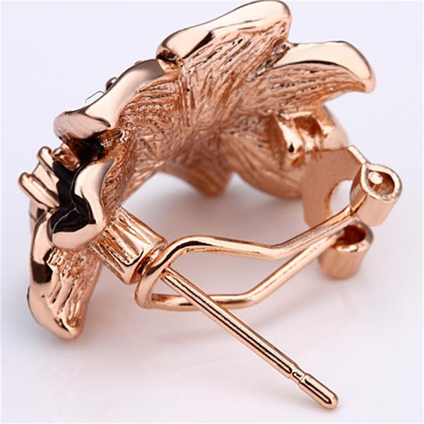 Fashion Rose Flower Enamel Jewelry Set Gold Color Black Painting Bridal Jewelry Sets for women 82606