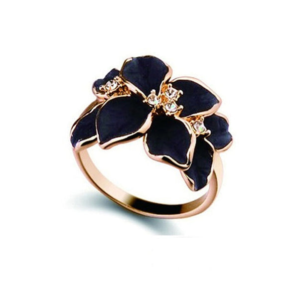 Fashion Rose Flower Enamel Jewelry Set Gold Color Black Painting Bridal Jewelry Sets for women 82606
