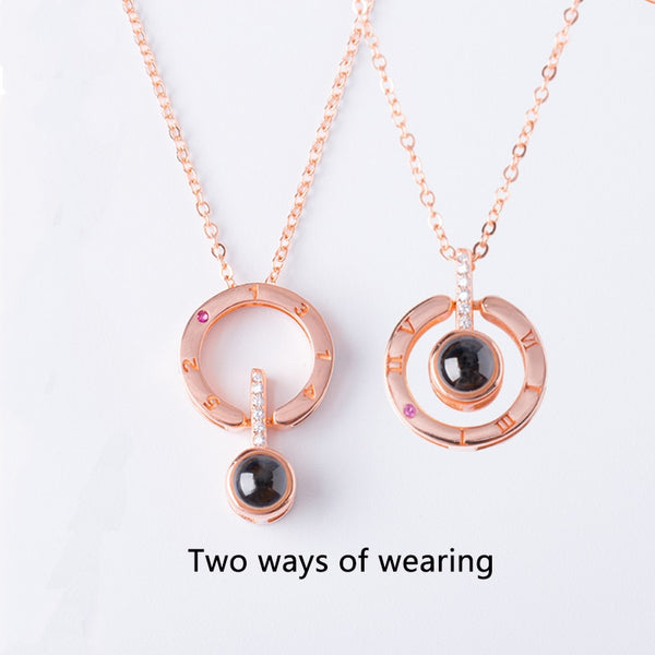 New Arrival Rose Gold&Silver 100 languages I love you  Memory Wedding Necklace