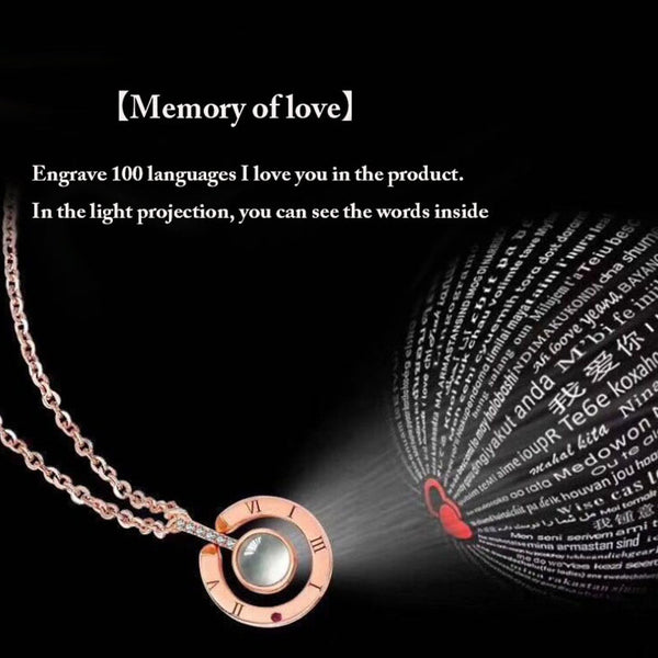 New Arrival Rose Gold&Silver 100 languages I love you  Memory Wedding Necklace