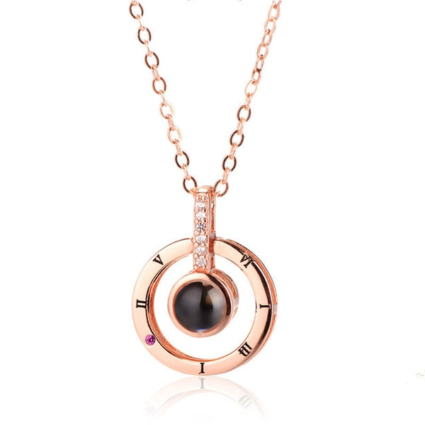 New Arrival Rose Gold&Silver 100 languages I love you  Memory Wedding Necklace