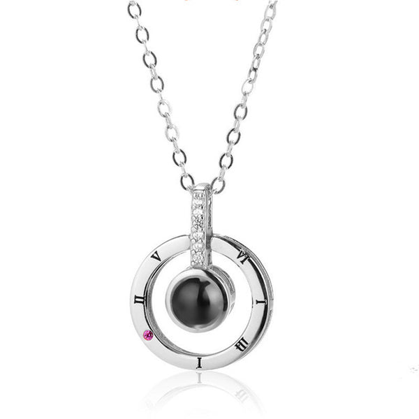 New Arrival Rose Gold&Silver 100 languages I love you  Memory Wedding Necklace