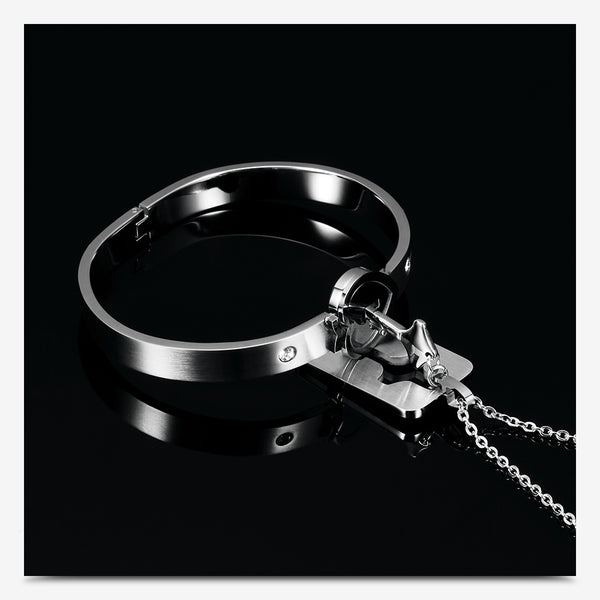 Fashion A Couple Jewelry Sets For Lovers Stainless Steel Love Heart Lock Bracelets Bangles Key Pendant Necklace Couples Set