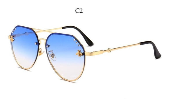 Bee Pilot Sunglasses Diamond   Gold Black Aviation Sunglasses