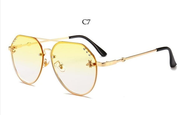 Bee Pilot Sunglasses Diamond   Gold Black Aviation Sunglasses