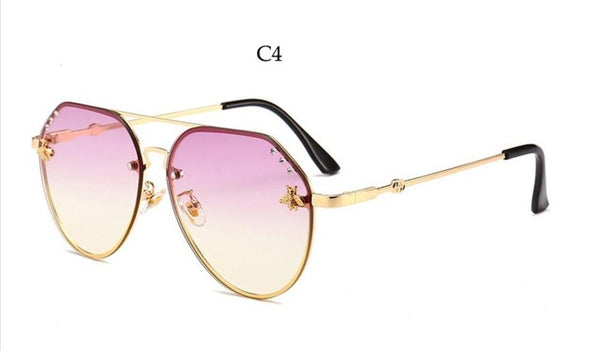 Bee Pilot Sunglasses Diamond   Gold Black Aviation Sunglasses