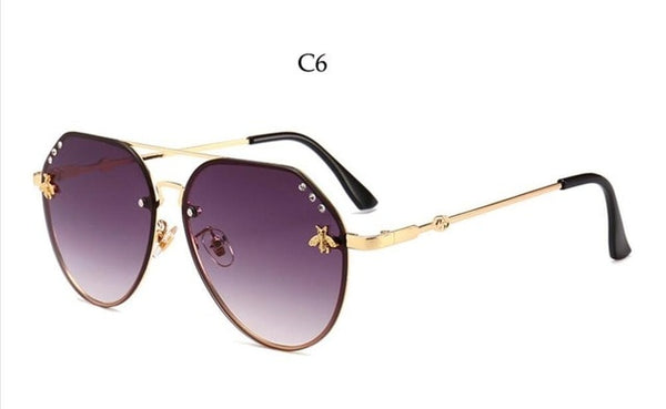 Bee Pilot Sunglasses Diamond   Gold Black Aviation Sunglasses