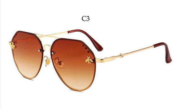 Bee Pilot Sunglasses Diamond   Gold Black Aviation Sunglasses