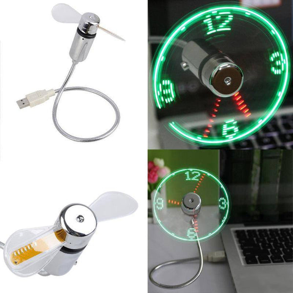 USB LED Clock Fan With Real Time Display Function