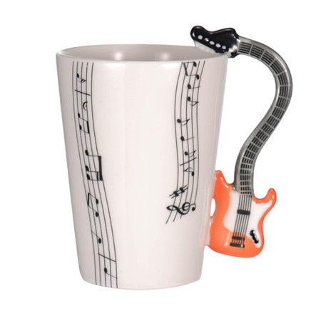 Guitar Ceramic Cup Personality Music Note Milk Juice Lemon Mug Coffee Tea Cup Home Office Drinkware Unique Gift